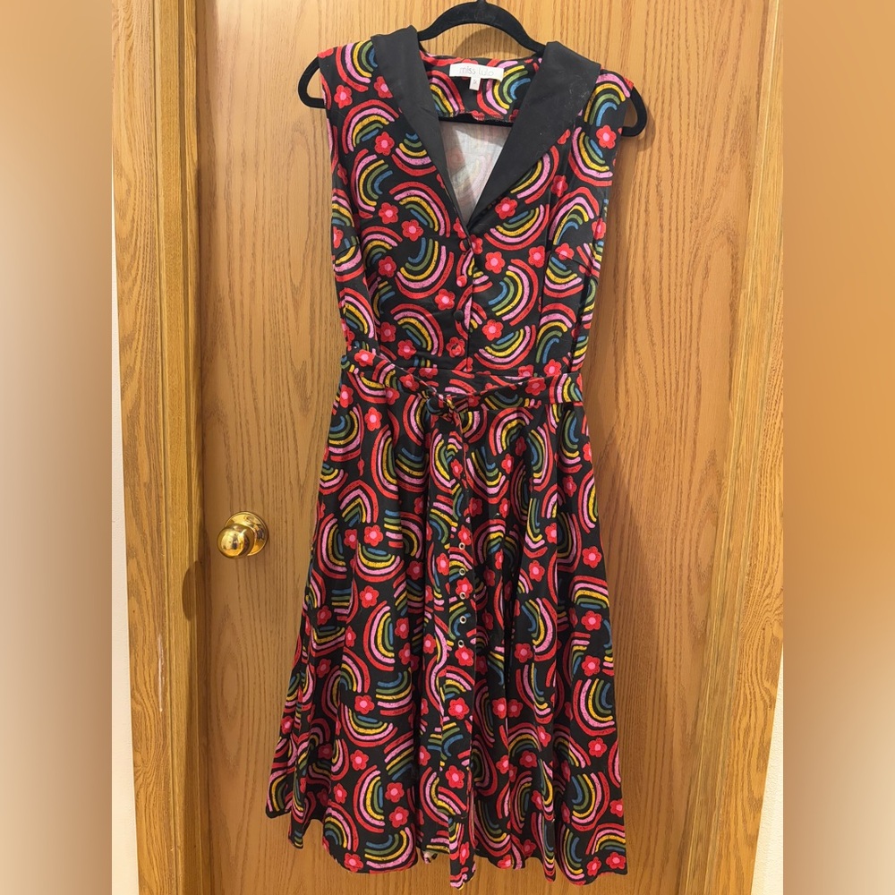 Miss Lulo “Jani” retro rainbow print dress, size 1X